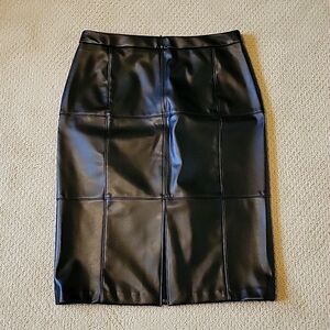 Black vegan leather pencil skirt WHBM NWT size 10